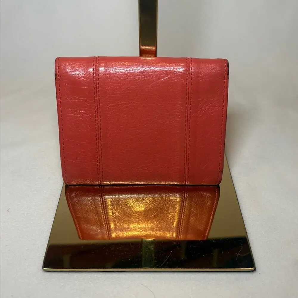 See By Chloe Coral Red Leather Trifold Wallet